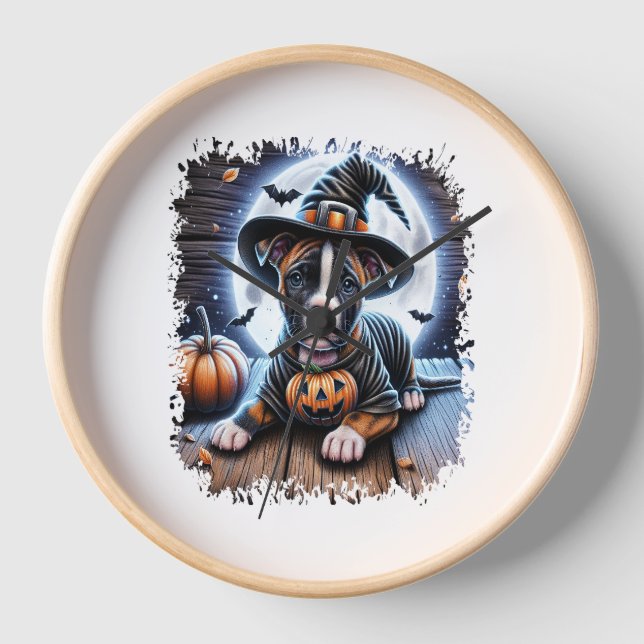 Reloj Plaza Staffy Dog Halloween (Anverso)