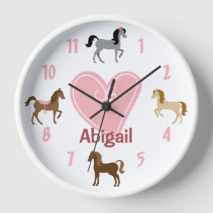 Reloj Ponis Bonitos Personalizados y Caballo de Corazón