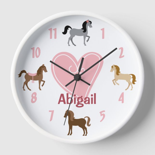 Reloj Ponis Bonitos Personalizados y Caballo de Corazón  (Anverso)