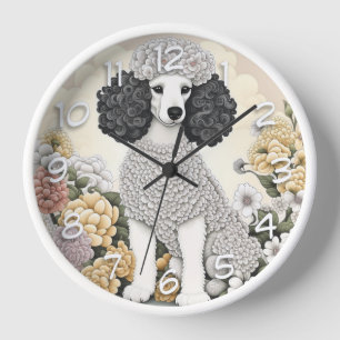 Reloj Poodle en flores caprichosas