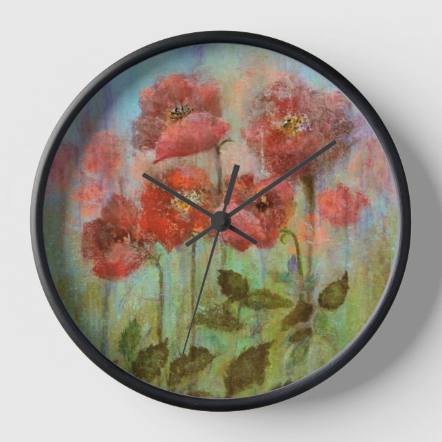 Reloj Poppies De Vida En Rojo Pastel (Anverso)