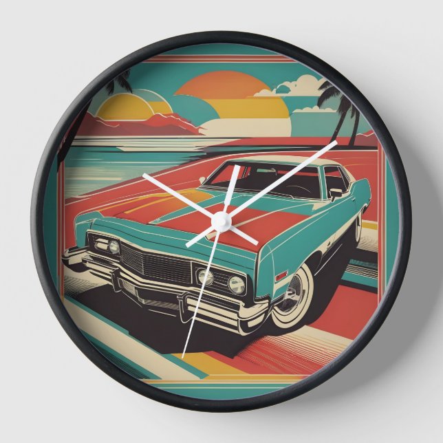 Reloj Poster de coches retro (Anverso)