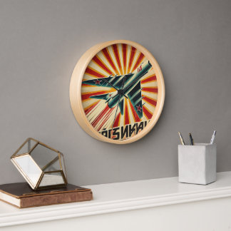 Reloj Poster de propaganda soviética de la época MiG-15