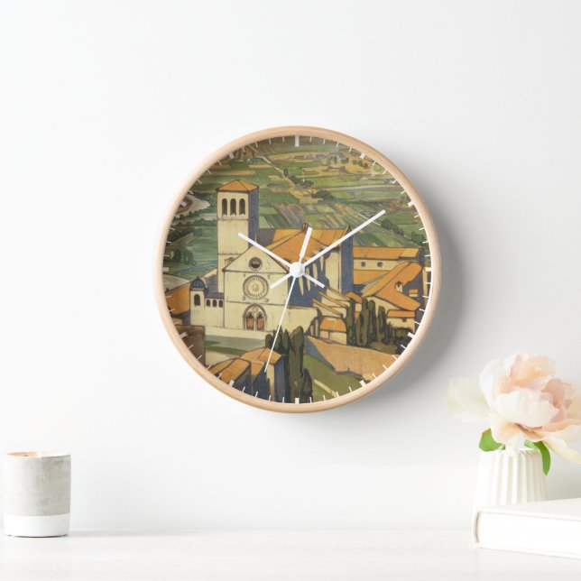 Reloj Poster De Viajes Vintage De Asís (Italia) (Hogar)