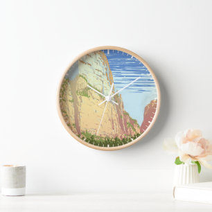 Reloj Poster De Viajes Vintage Para El Parque Nacional Z