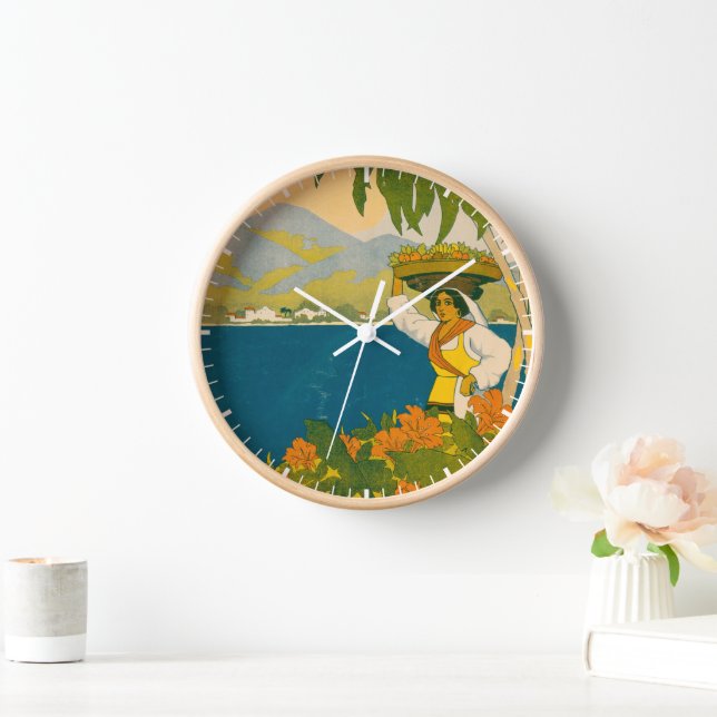 Reloj Poster De Viajes Vintage Para Jamaica (Hogar)