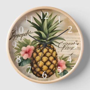 Reloj Precioso Arte de Piña Rústico Vintage Caligrafía