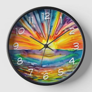 Reloj Puesta de sol sobre el reflejo del agua Arte de