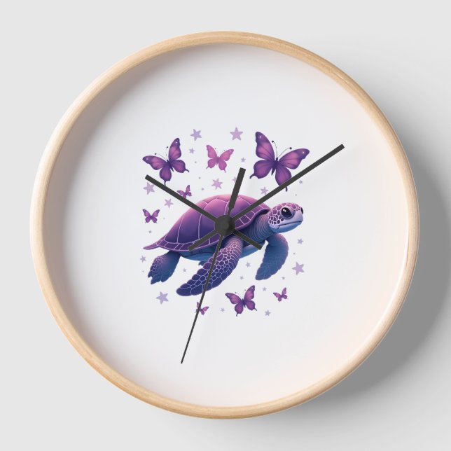 Reloj Púrpura - Camiseta mariposa de tortuga marina (Anverso)