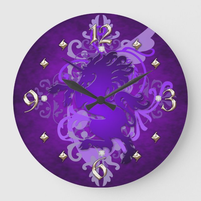 Reloj púrpura de la fantasía del unicornio (Anverso)