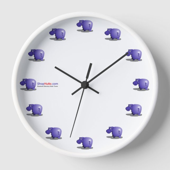 Reloj Púrpura Hippo Wall Clock (Anverso)