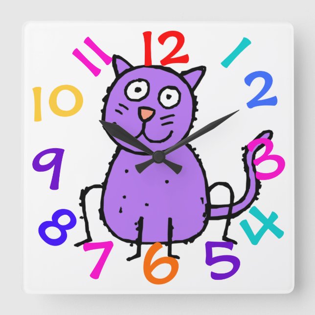 Reloj púrpura lindo del diseño del gato para el (Anverso)