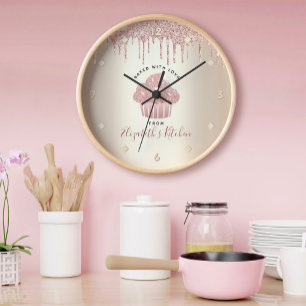 Reloj Purpurina Rosa Perfora Pastel de pasteles Panaderí