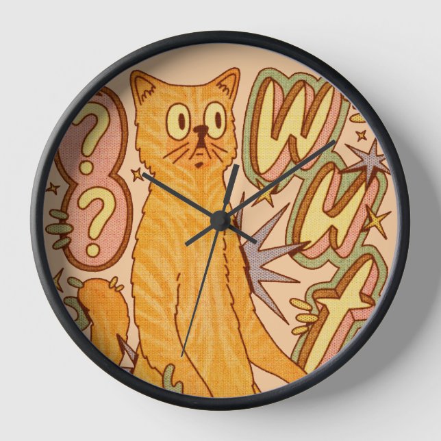 Reloj ¿Qué? / Un Ilustracion de gato Naranja (Anverso)