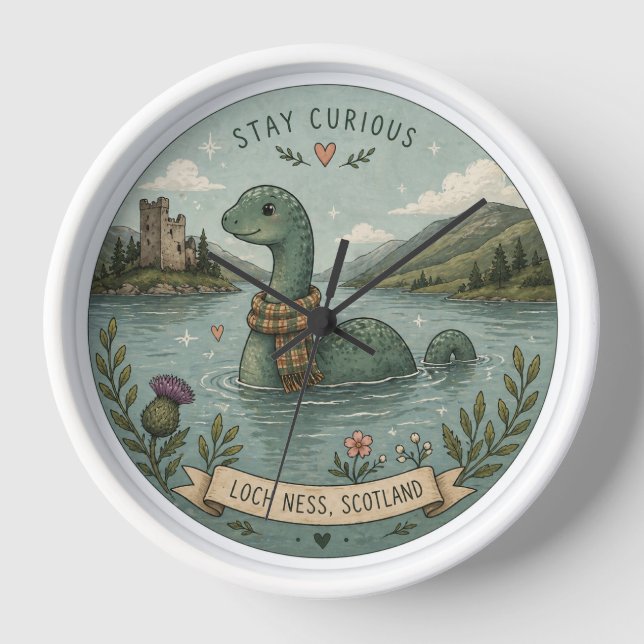 Reloj Quédate Curioso Acogedor Críptido Nessie Monstruo  (Anverso)