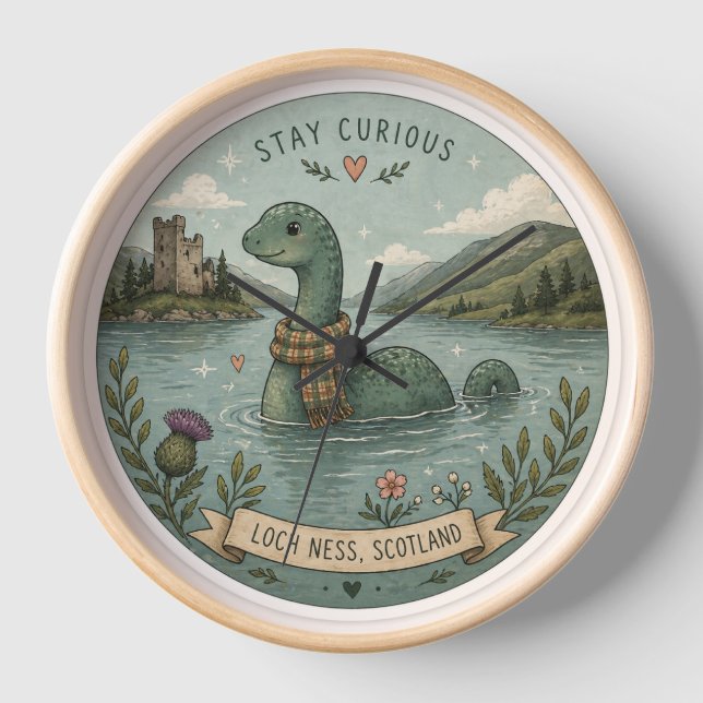 Reloj Quédate Curioso Acogedor Críptido Nessie Monstruo  (Anverso)