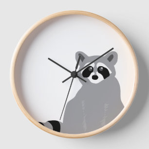Reloj Raccón moderno mínimo en blanco y negro