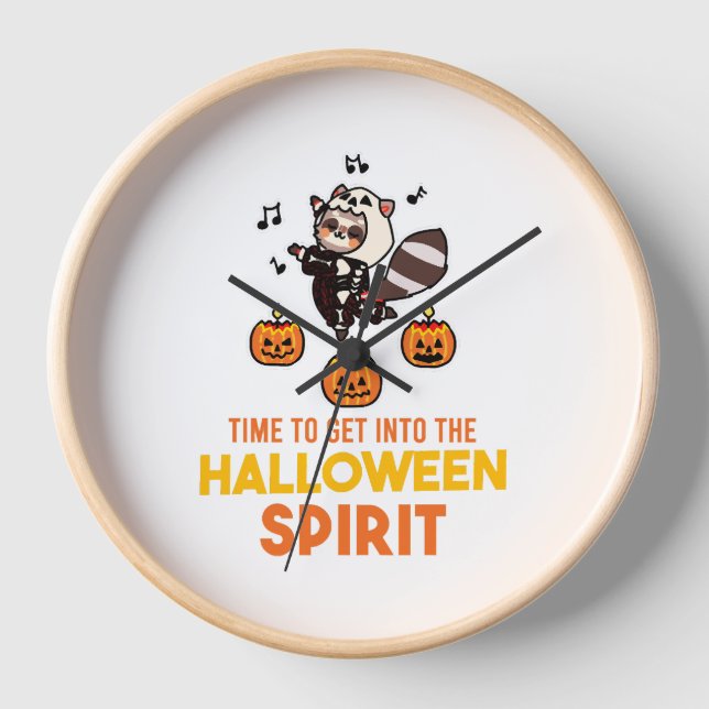 Reloj Raccoon Spirit Halloween Fiesta de calabaza (Anverso)