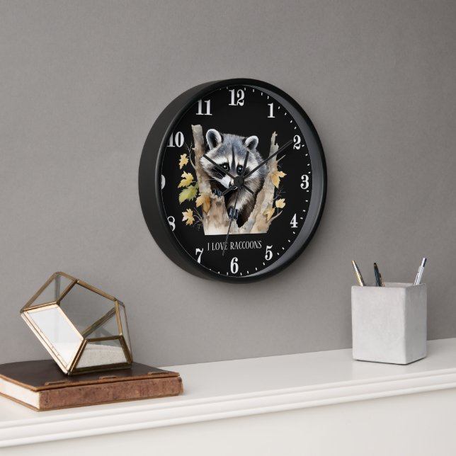 Reloj Raccoons de amor lindo los amantes de los animales (Oficina)