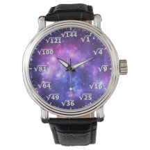 Reloj raíz cuadrado de espacio púrpura - Reloj mat