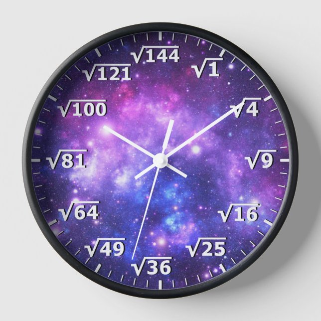 Reloj raíz cuadrado de espacio púrpura - Reloj mat (Anverso)