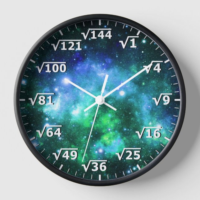 Reloj raíz cuadrado del espacio verde azul - Reloj (Anverso)