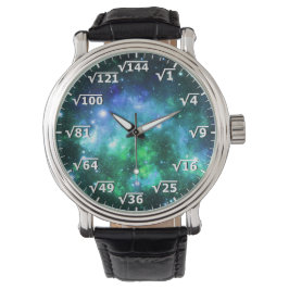 Reloj raíz cuadrado del espacio verde azul - Tiemp