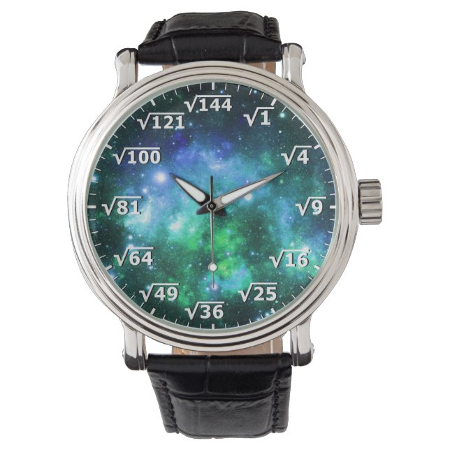 Reloj raíz cuadrado del espacio verde azul - Tiemp (Anverso)