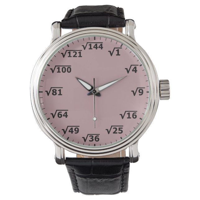 Reloj raíz cuadrado rosado agitado - Reloj de muñe (Anverso)