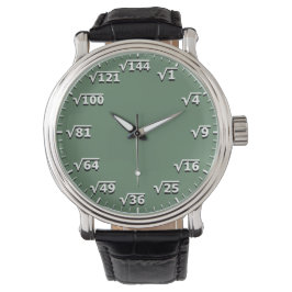 Reloj raíz cuadrado verde - Tiempo matemático mate