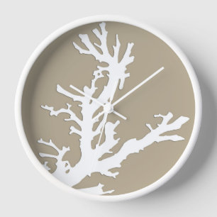 Reloj Rama de coral - blanco sobre el bronceado