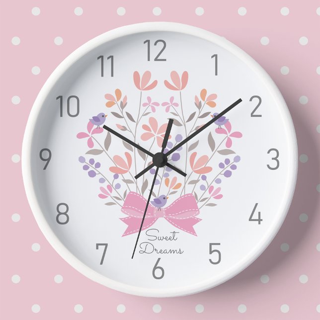 Reloj Ramo Floral Rosa Personalizado para Cuarto de Niña (Subido por el creador)