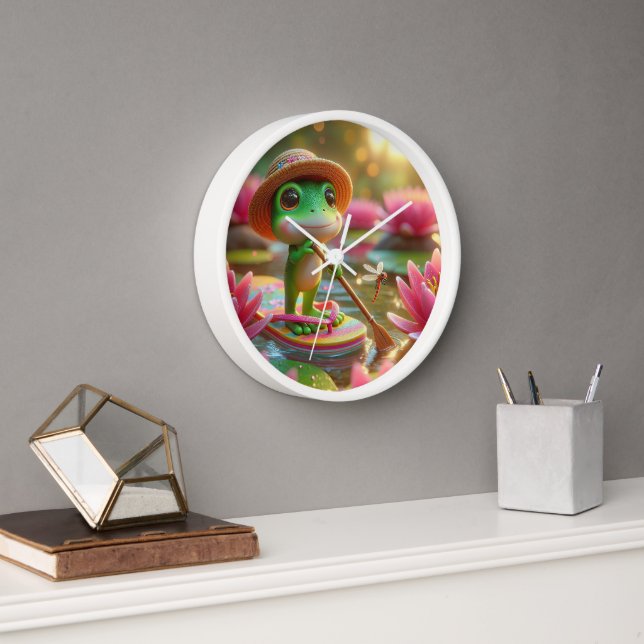 Reloj Rana sobre una voltereta en un estanque (Oficina)