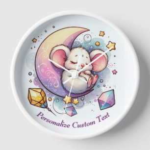 Reloj Ratón Lindo Personalizado Durmiendo en una Media L