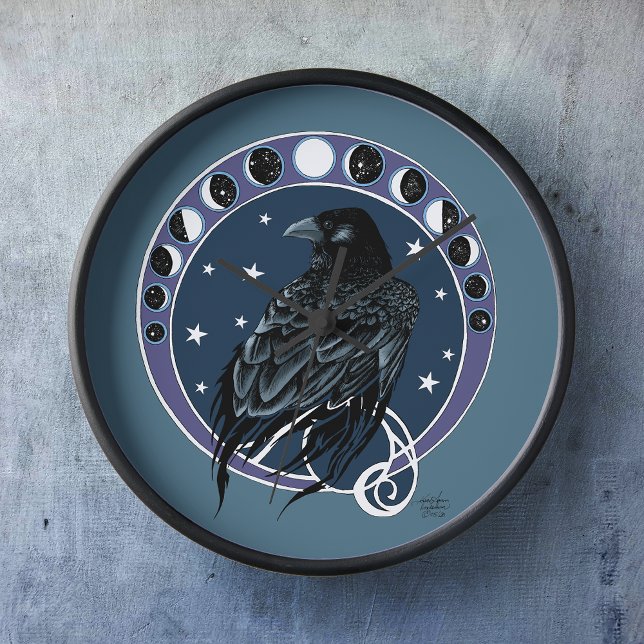 Reloj Raven Moon Phases Stars Blue (Subido por el creador)