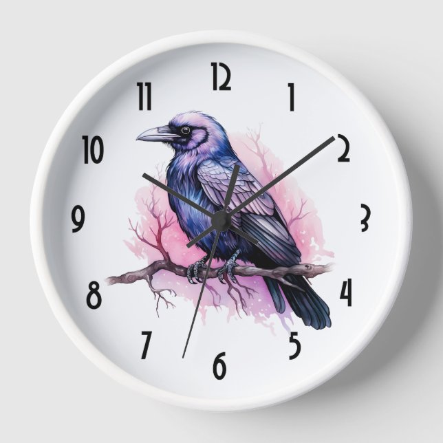 Reloj Raven negro en un Ilustracion de sucursal (Anverso)