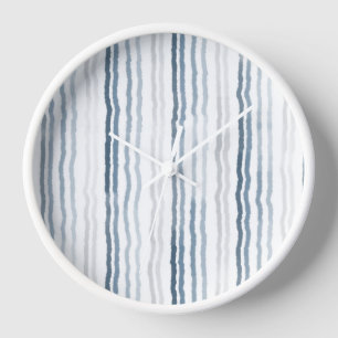 Reloj Rayas finas de acuarela, azul pizarra, gris, blanc