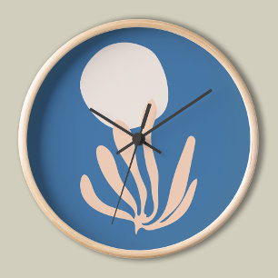 Reloj Recorte de hoja azul y melocotón inspirado en Mati