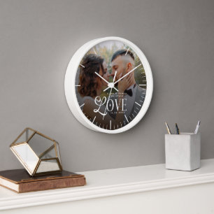 Reloj Recuerdo de Foto de Boda Personalizado Modern Love
