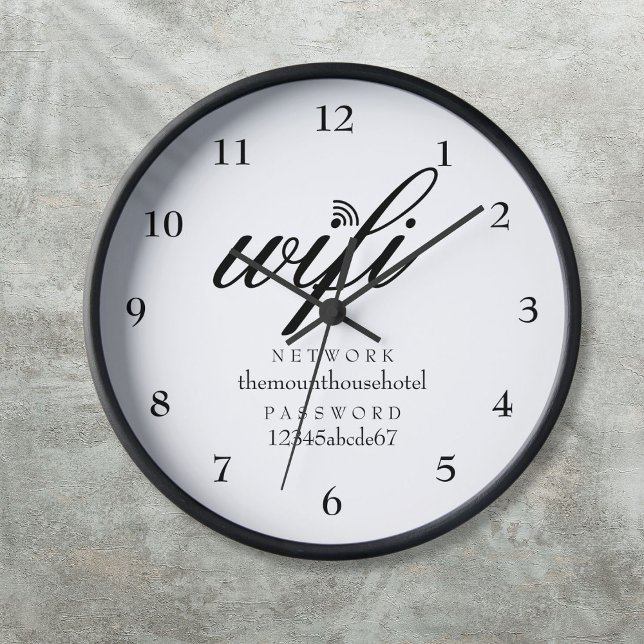 Reloj Red de Wifi y contraseña para firmar invitados (Wifi Network and Password Sign Guest Clock)