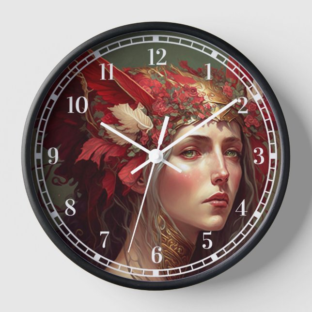 Reloj Red Valkyrie Woman Fantasy Art (Anverso)