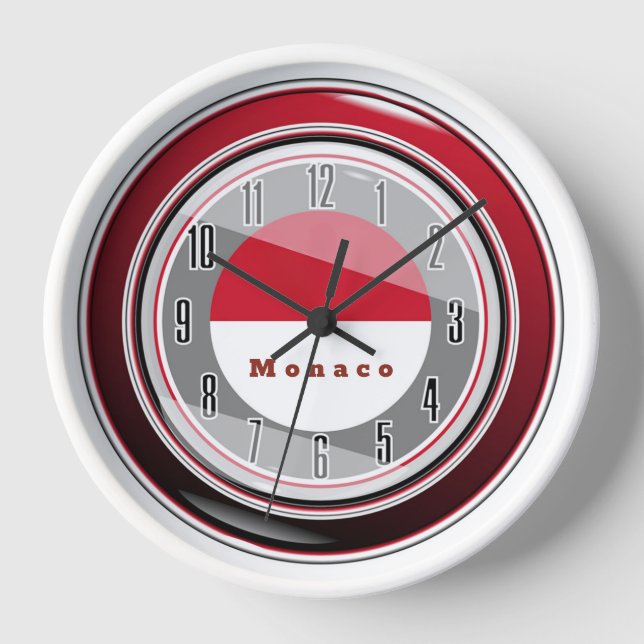 Reloj Red White Flag of Monaco (Anverso)