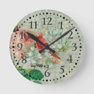 Reloj redondeado del cardenal rojo