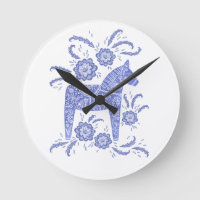 Reloj redondo azul y blanco de Dala sueca