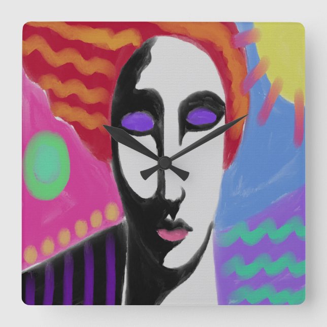 Reloj redondo de arte abstracto original (Anverso)