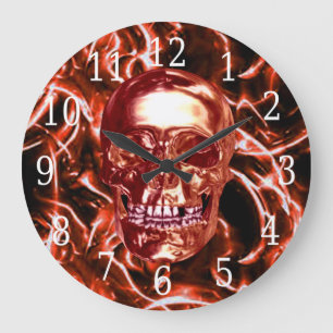 Reloj redondo de cráneo de cromo rojo eléctrico