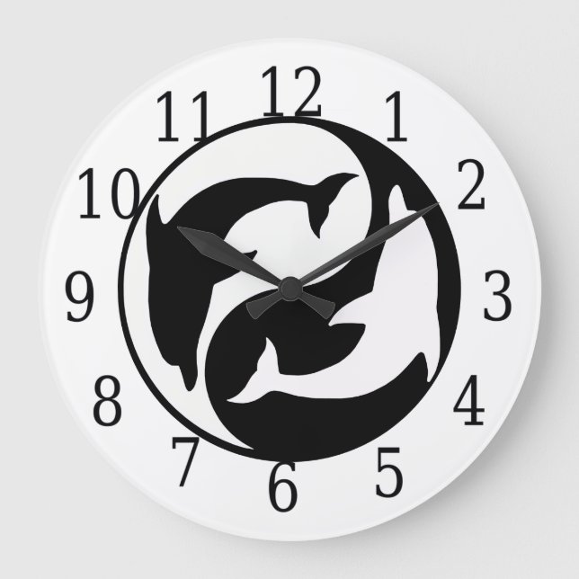 Reloj redondo de delfines de Yin Yang (Anverso)