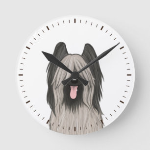 Reloj redondo de dibujo de perro de Briard