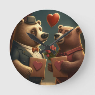 Reloj redondo de dibujos animados del oso del día 
