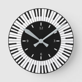 Reloj redondo de diseño de claves de piano